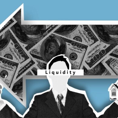 Photo of an arrow pointing leftwards towards money, depicting wealth management - selling real estate to increase liquidity