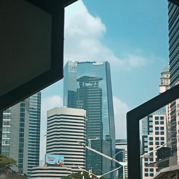 Image of a city through cool hexagon accessories