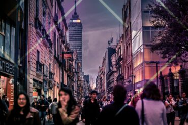 Futuristic crowded city effect