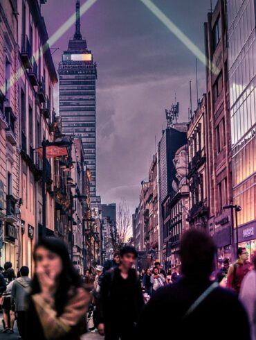 Futuristic crowded city effect