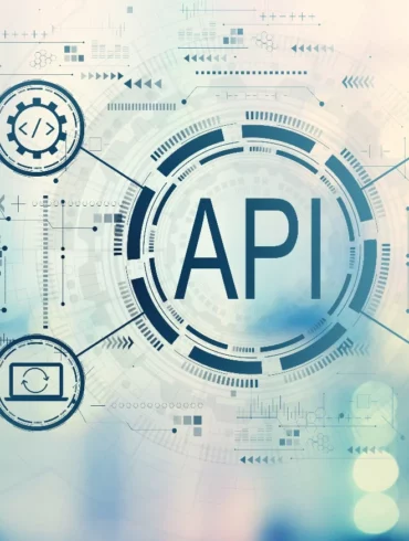 Finger pointing at digital graphic of internet writing API in the middle