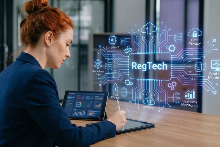 A visual representation of the intersection between human expertise and advanced technology, showing how AI and digital tools are transforming regulatory processes from manual tasks to integrated, real-time workflows.